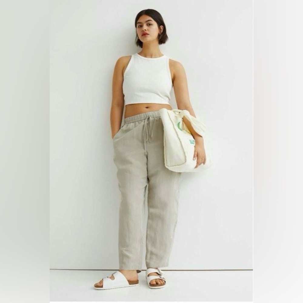 90- Linen blend pull-on trouser pants size small , with pockets